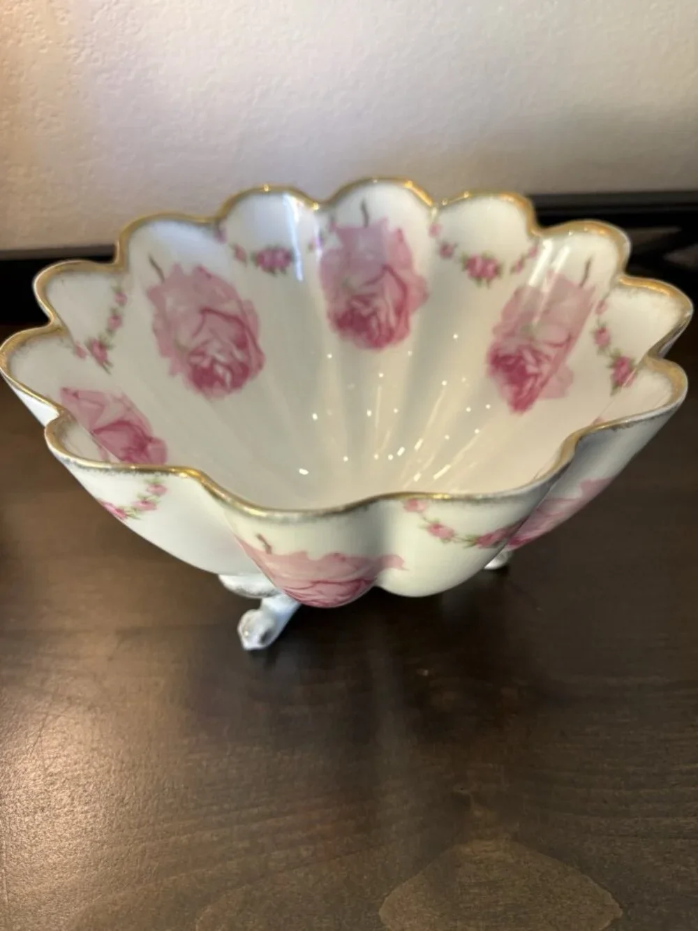 Antique c.1904-1924 Schwarzburg German Porcelain Footed Rose Bowl - Gold Trim
